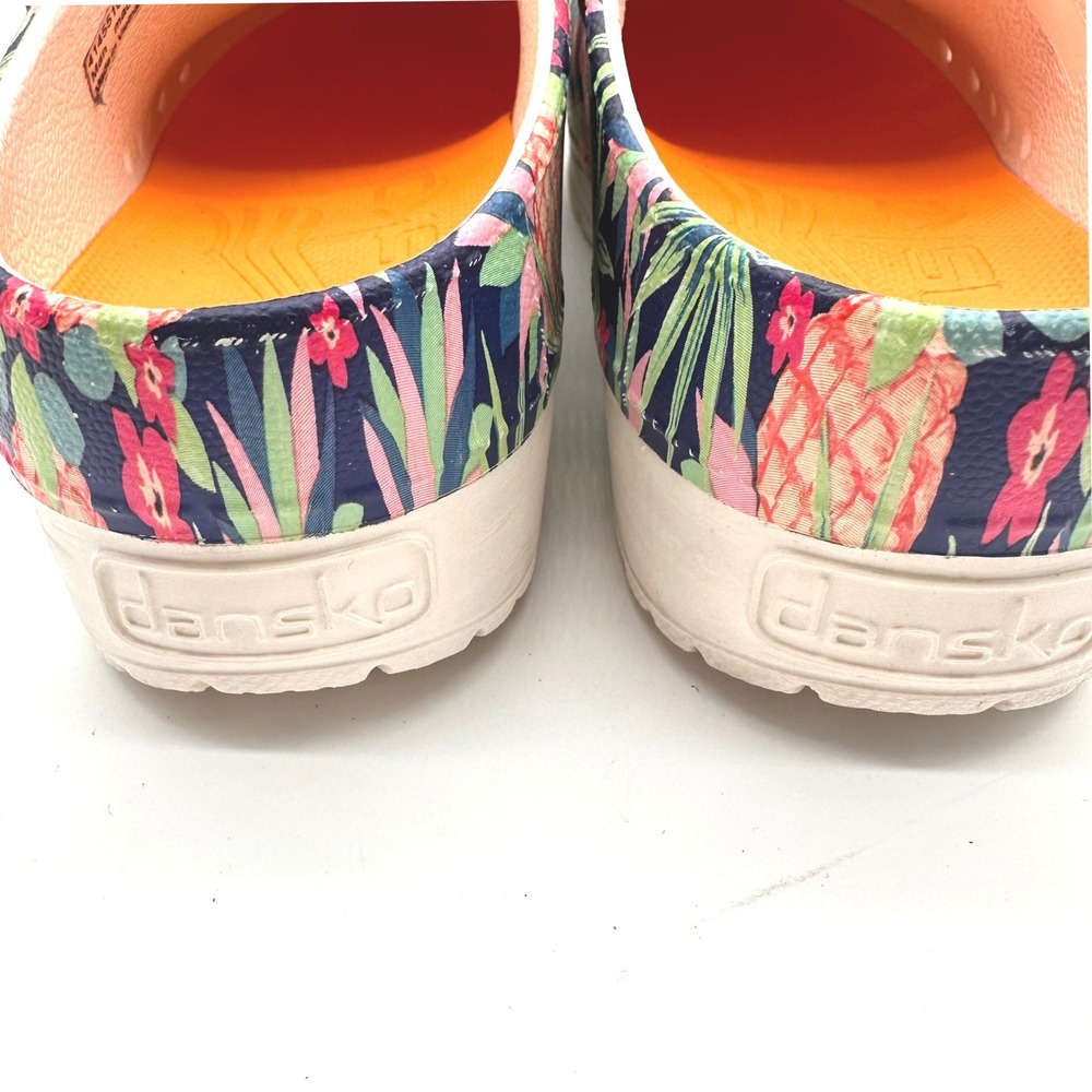 Dansko Kane Pineapple Floral Eva Open Back Clogs Navy Orange Tropical 37/6.5-7 - Picture 6 of 9